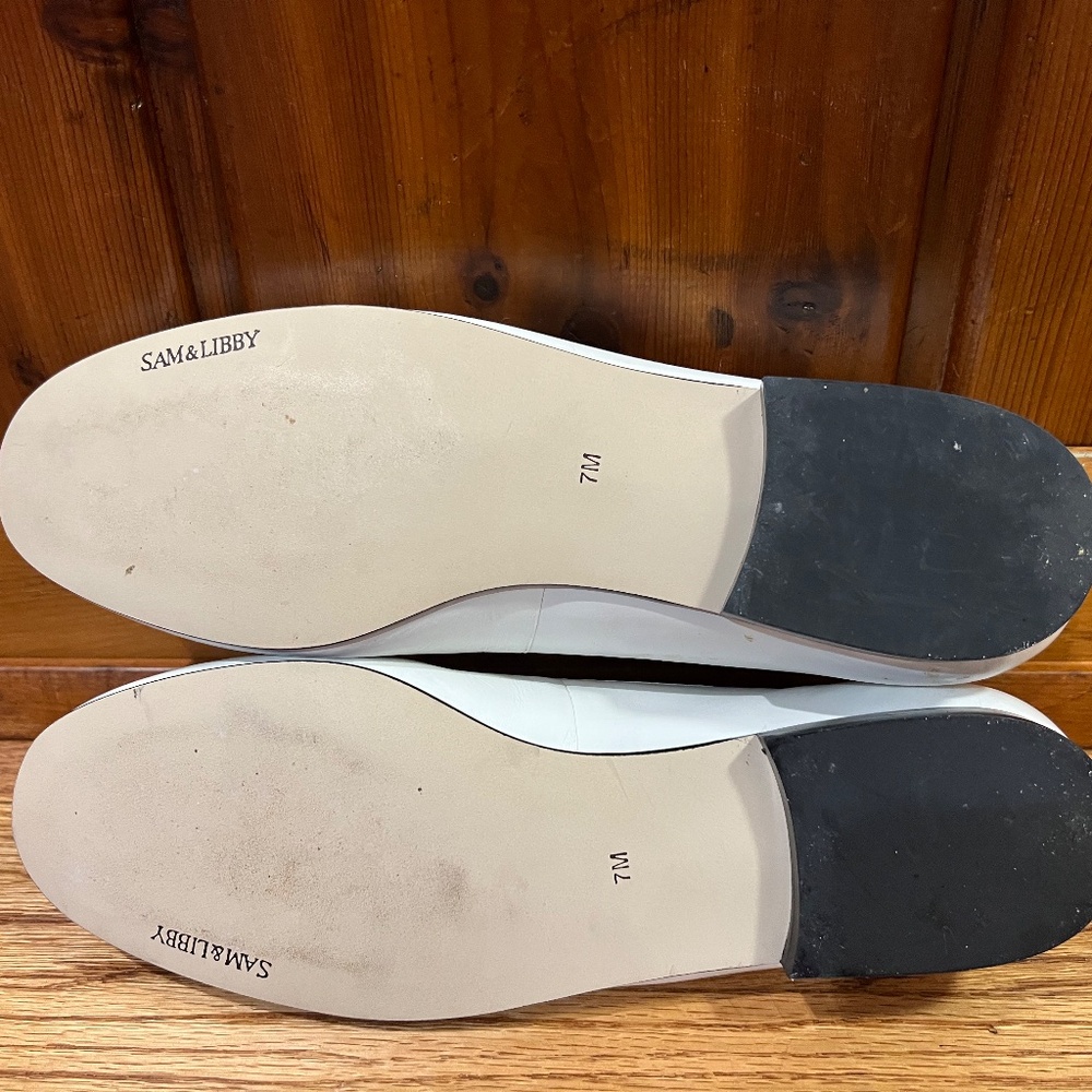 Sam & Libby White Leather Ballet Flats 7